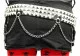 Pyramid studded leather belt 3 row with chain