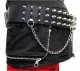 Spike Studded Leather Belt 3 row with chain