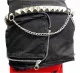Pyramid studded leather belt 1 row with chain