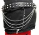 Conical Studded Leather Belt 2 row with chains