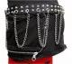 2 row conical studded leather belt with chains