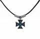 Anhänger kleines blaues eisernes Kreuz mit Baumwollkordel