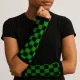 Arm sleeves with black and green chess pattern
