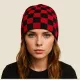 Black & Red Chess Patterned Beanie