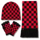 3-Piece Gothic & Punk Winter Set – Red & Black Checkerboard