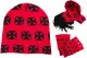 small Iron Cross on red background - Set with Scharf, Beanie and Gloves