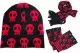 Spooky Set | Scarf - Beanie and Gloves - black base with red Skull