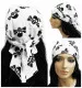 Bandana Cap White with Black Skulls