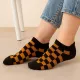 Sneakersocks - Orange & Black Check pattern