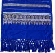 Blue fringed Scarf with gold embroidery