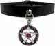 Pentagram Leather Collar - red stones