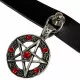 Pentagram Leather Collar - red stones