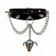 Leather Collar Choker Killer Studs & Bull Skull