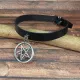 Leather Collar Choker Inverted Pentagram