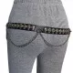 1 Row Skull Studded Leather Belt with Chains