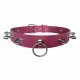 Killer Studded Leather O-Ring Collar Choker In Magenta