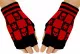 Fingerless Gloves Iron Skulls Black Red