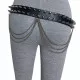 Killer Stud Leather Belt Double Row with Chains
