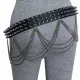 Killer Stud Leather Belt 3 Row with Chainfringe