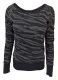 Ladies Top Zebra Print Black-Grey Slim Fit