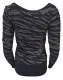 Ladies Top Zebra Print Black-Grey Slim Fit
