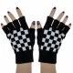 Fingerless Gloves With Checkerboard Pattern