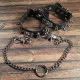Bondage Leather Ankleband - Killer Studs with O Ring and curb chain