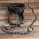 Bondage Leather Ankleband - Killer Studs with O Ring and curb chain