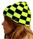 Black & Neon Yellow Chess Pattern Beanie