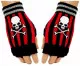 Fingerlose Handschuhe Red Stripes Totenkopf