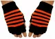 Fingerless Gloves Neon Orange Stripes