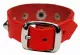 Red Wristband with Pointed Studs & Ring