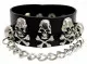 Leather Wristband Skulls with Chain