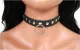 Flachnieten & Ring Leder Choker