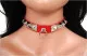 Pyramid Studs & Ring (Red) Leather Choker