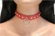 Spitznieten & Ring (Rot) Leder Choker