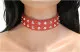 Pointed Studs 2-row (Red) Leather Choker