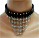 Stones with Chain Faux Leather Choker