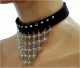 Stones with Chain Faux Leather Choker