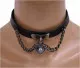 Faux Leather Choker Heart on Chains