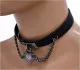 Faux Leather Choker Heart on Chains
