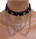 Faux Leather Choker Skull with Bones