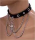 Faux Leather Choker Skull with Bones