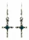 Blue Stone Cross Drop Earrings