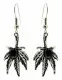 Drop Earrings Black Stone Leaf