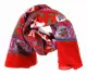 Printed Cotton Scarf Flower Red and Purple