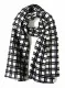 Printed Cotton Scarf Black and White Squares