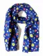 Printed Cotton Scarf Blue with Floral