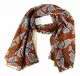Printed Cotton Scarf Brown Leopard