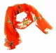Printed Cotton Scarf Flower Orange